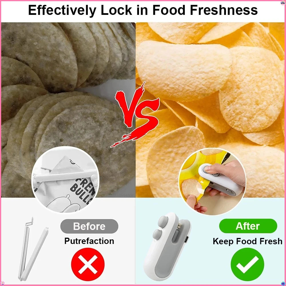 Mini Plastic Bag Sealer Rechargeable 2 in 1 Bag Heat Sealer With Cutter Portable Thermal Sealer Plastic Bags Sealant Machine